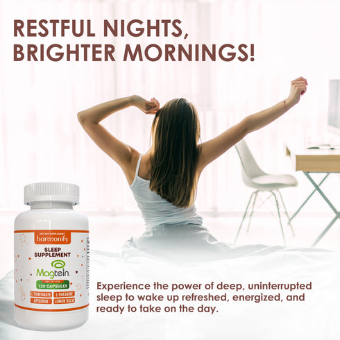 Magnesium L Threonate L Theanine Lemon Balm and Apigenin 4 in 1 Sleep Supplement, 1400 mg 120 Capsules, Vegan, Non-GMO & Gluten Free, GMP Certified
